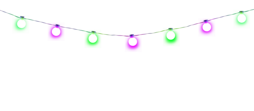 Colorful LED Christmas Garlands Baubles jn Transparent Background