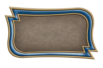 vintage leather sign in a figured metal frame isolated on a white background