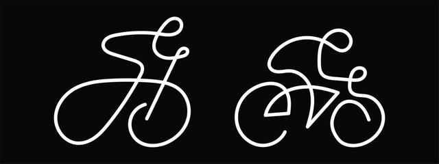 Dual bicycle silhouette, Modern black cycling art, Minimal twin bike line