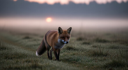 Twilight Hunt – Fox in Foggy Meadow
