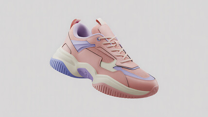 Trendy platform sneaker in pastel colors isolated on plain background