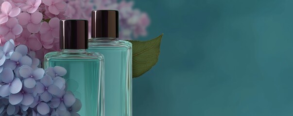 Aesthetic composition emphasizing floral fragrance, featuring delicate blossoms and luxury beauty products.