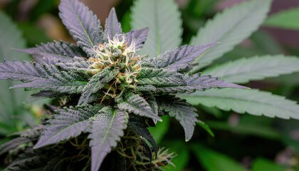 Cannabis sativa hemp plant with a variety of cannabinoids, including THCA, Delta 9 THC, CBD, and CBG