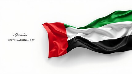 Waving united arab emirates flag against a clean white background