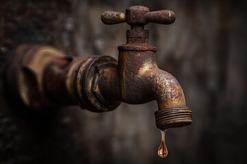 Dripping Rusted Faucet Macro