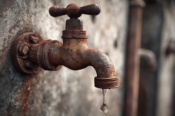 Dripping Rusted Faucet Macro