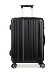 Fototapeta premium Black rolling suitcase isolated on white background