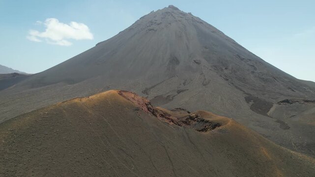 CAPE VERDE - 9.4.2025 - Good aerial footage moving up the base of Cape Verde's Pico do Fogo volcano.