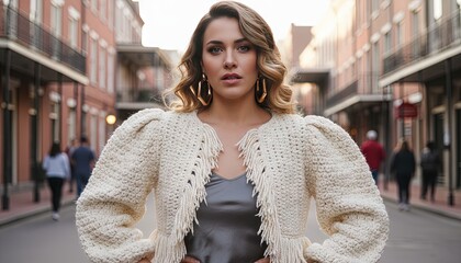 Modern fashion model lifestyle photo in the city with stylish outfit