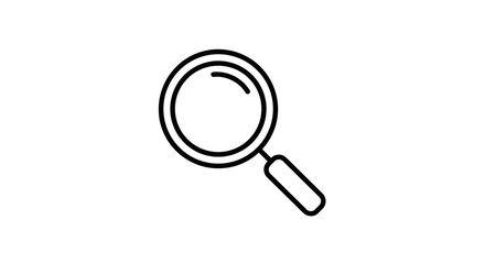 Simple line art icon of a magnifying glass for search and zoom.