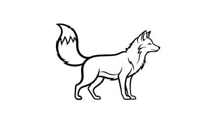Line Art Drawing of a Fox Standing Profile.