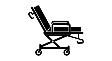 Medical Stretcher Icon Black Silhouette.