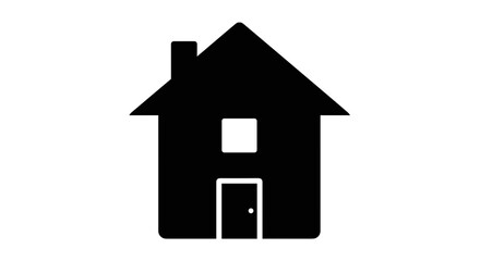 Simple black house silhouette icon on a white background.