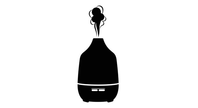 black essential oil diffuser with steam clip art preview