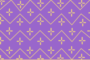 Purple and Metallic Gold Seamless Wallpaper. Modern Diamond Grid with Minimal Cross Shapes for Wrapping, Fabric, and Interior Design.