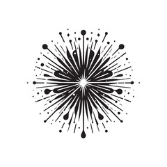 Obraz premium Black and White Minimalist Fireworks Explosion Vector