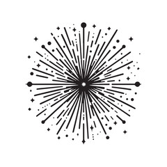 Obraz premium Black and White Minimalist Fireworks Explosion Vector