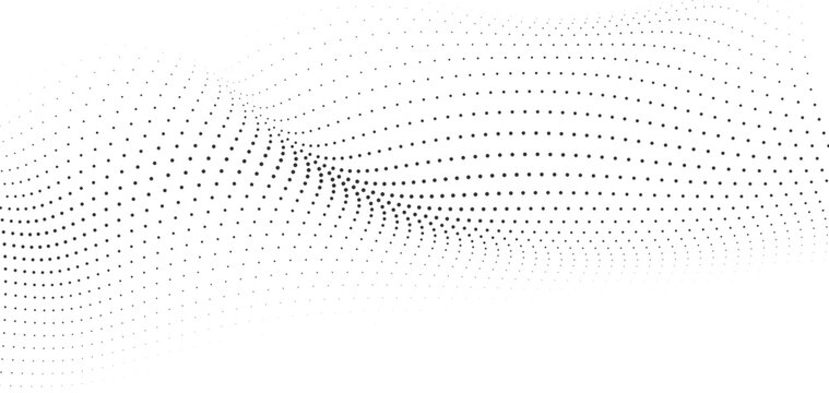 Subtle halftone wave pattern, abstract grey dot texture, modern flowing curve element, minimal monochrome motion graphic, digital sound wave background