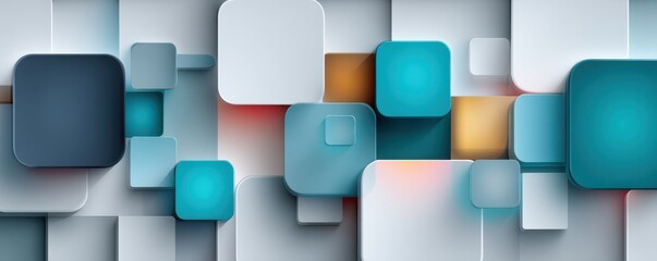 Abstract geometric background with blue squares and translucent layers for modern design and digital art