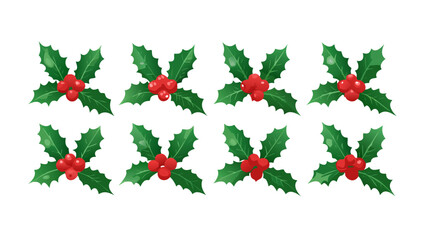 Holly christmas holiday winter season festive december berries green leaves celebration decoration vector art