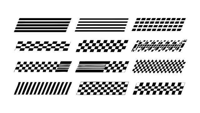 Black and white stripes patterns checkered pattern racing flag design vector graphic illustration image art