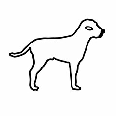 Illustration of a dog standing in profile with a simple outline