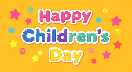 Happy childrens day greeting card with colorful decoration