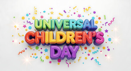 Naklejka premium Universal childrens day text effect isolated on white background