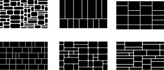 Abstract Geometric Patterns Black and White Vector Graphic Design Set