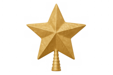 Golden star christmas tree topper ornament providing festive decoration for holiday celebrations and events