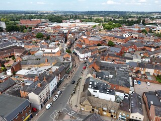 Town centre Banbury historic market town UK drone,aerial