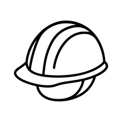 Moderately detailed black hard hat vector with strap and crown lines, ideal for industrial graphics, signage, and engineering design use.