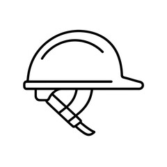Minimal black hard hat vector showing clean lines and secure strap, ideal for safety manuals, engineering icons, and industrial designs.