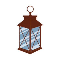 Retro vintage garden lantern in flat cartoon style. Elegant outdoor lamp illustration with warm charm, perfect for cozy home decor, garden design, greeting cards, or romantic evening themes.