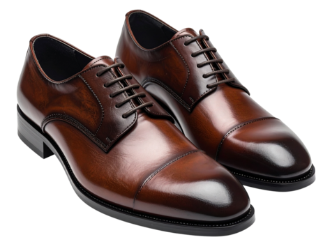 Dark brown oxford shoes isolated on transparent background
