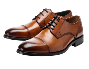 Brown oxford shoes isolated on transparent background