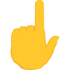 Yellow Hand Emoji Pointing Upward Against White Background Represents Guidance Or A Single Idea With Clean Edges And Clear Shape