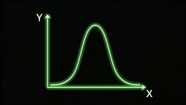 Animated Green Neon Bell Curve Graph Drawing