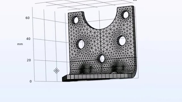 Metal bracket drawing. Video clip of computer 3d modeling of steel mechanical part. 
Technic education cad animation with project of 
rotation of machine device project. Engineering calculation. 