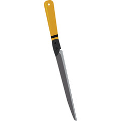 Yellow Handled Utility Knife with Serrated Blade on Transparent Background Clean and Sharp Tool for Cutting Tasks
