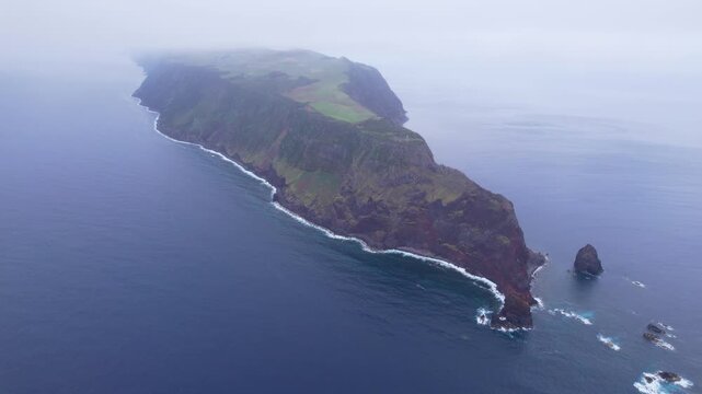 AZORES - 10.27.2025 - Excellent aerial view of Sao Jorge Island and its surrounding waters.