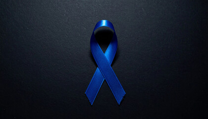 Elegant blue awareness ribbon on black background. Support for child abuse and prevention