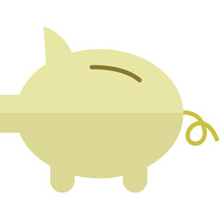 Yellow Piggy Bank Icon with a Transparent Background Representing Savings and Financial Growth