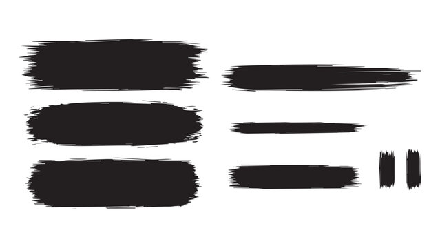 Straight line vector brush strokes. Black hand drawn stripes. Paint roller line brushstrokes set.