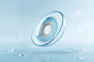 Advanced contact lens representing vision correction technology for conditions like myopia, hyperopia, or future treatments for retinal diseases and cataracts.