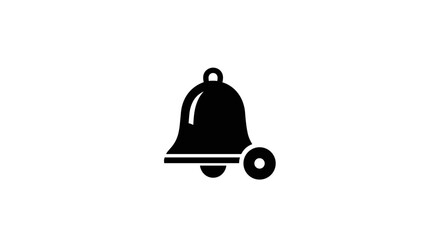 A striking black silhouette of a bell icon, symbolizing ringing and notifications, presented as a thin, editable stroke vector illustration. This versatile graphic is perfectly suited for a wide
