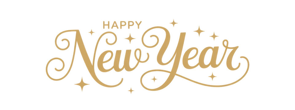 Happy new year text lettering callygraphy vector eps
