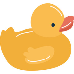 Yellow Rubber Duck Floating Icon Graphic Simple Clean Design With Transparent Background Cute Bath Toy For Children