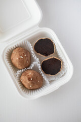 Sweet potato confectionery is packed in a paper box