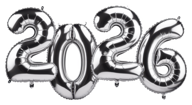 3d render of Celebration banner with happy new year 2026 balloons floating
